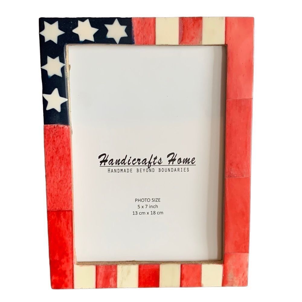 Handmade 5x7 American Flag Mosaic Frame Patriotic Decor